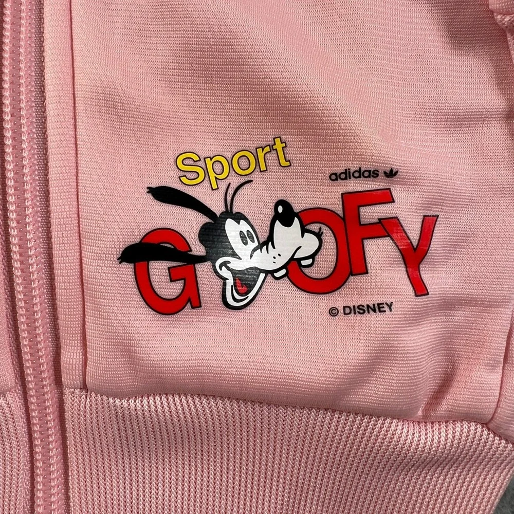 Adidas Goofy Superstar Tracksuit Kids 9M Pink Disney Zip Jacket Pants‎ Vintage